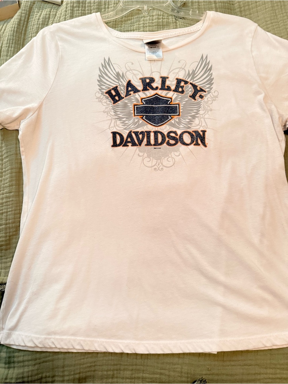 Harley-Davidson white with black sparkle, accents Short Sleeve Logo Tee